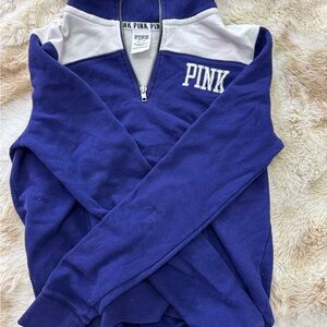 Victoria's Secret Pink Navy and Cream Zip-Up